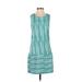 Isle By Melis Kozan Casual Dress Crew Neck Sleeveless: Teal Color Block Dresses - Women's Size Small