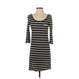 Banana Republic Factory Store Casual Dress Scoop Neck 3/4 Sleeve: Green Stripes Dresses - Women's Size X-Small