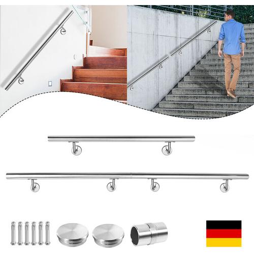 Aufun – Handlauf Geländer Edelstahl Treppengeländer mit Metalldübeln 100cm