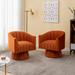 Barrel Chair - Willa Arlo™ Interiors Murrow 28 inches Wide Tufted Swivel Barrel Chair Wood/Velvet/Fabric in Orange | 30 H x 28 W x 27 D in | Wayfair