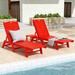 Beachcrest Home™ Shavon 78.2" Long Reclining Single Chaise w/ Table Plastic in Red | 38 H x 22.8 W x 78.2 D in | Outdoor Furniture | Wayfair