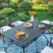 7-Piece Patio Dining Set Steel Rectangle Table & 6 Dining Arm Chairs