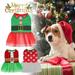 Waroomhouse Christmas Dog Dress Cute Mesh Stitching Printed Skirt Fashion Outfit Party Dress Up Warm Pet Skirt Winter Pet Two-legged Clothes Puppy Costume