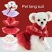 Waroomhouse Chinese Tang Pet Dress Cape Plush Scattered Hem Flower Print Bow-knot Keep Warm Lace Up Two Legs Dog Winter Dress for Daily Wear