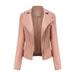 Pgeraug Jackets for Women Womens Leather Jackets Motorcycle Coat Short Lightweight Pleather Crop Coat Coats for Women Pink M