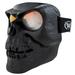 Global Vision Skull Mask Motorcycle Riding Goggles Full Face Coverage Matte Black Frame w/ Clear Red Coated Mirror Lenses