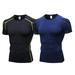 2 Pack Men s Cool Dry Short Sleeve Compression Shirts Sports Baselayer T-Shirts Tops Athletic Workout Shirt - M
