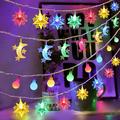 LA TALUS String Light Creative Shape IP43 Waterproof Energy-saving Battery Operated Non-Glaring Soft Lighting Indoor Outdoor Moon Star LED String Light Ornament Party Supplies style A 20LED