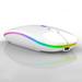 Rechargeable wireless mouse dual mode slim portable mouse with LED light USB 2.4GHz and Bluetooth 5.2 wireless silent mouse for laptop Windows/Mac system computers.