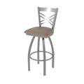 Holland Bar Stool 25 in. Catalina Swivel Outdoor Counter Stool with Breeze Farro Seat Stainless Steel