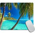 Ocean Mouse Pad Tropical Island with The Palm Trees and Clear Sea Beach Theme Print Customized Non-Slip Rubber Base Mousepads Computer Mouse Pads for Wireless Mouse 9.5Ã—7.9Ã—0.12 inches