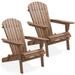 Casafield Folding Adirondack Chairs Set of Two Cedar Wood Outdoor Fire Pit Lounge Chairs for Patio Deck Lawn and Garden Seating Partially Pre-Assembled - Espresso