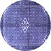 Ahgly Company Machine Washable Indoor Round Persian Blue Traditional Area Rugs 8 Round