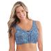 Plus Size Women's Cotton Back-Close Wireless Bra by Comfort Choice in Sky Blue Zebra (Size 44 B)