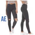 American Eagle Outfitters Jeans | Ae Hi-Rise Distressed Jegging Jeans Black 4 | Color: Black | Size: 4