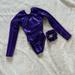 Adidas Costumes | Adidas Long Sleeve Leotard Purple Rhinestone With Scrunchie Child Small Nwot | Color: Purple | Size: Child Small
