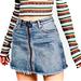 Free People Skirts | Free People | 26 / 2 | Zip It Up Full Zip Raw Frayed Distressed Denim Skirt Nwot | Color: Blue | Size: 2