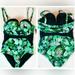 Torrid Swim | 1 2 3 4 5 Torrid Palm Print Cutout Mesh Vixen Swimsuit Onepiece Tummy Shaper New | Color: Black/Green | Size: Various