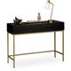 Console Table, 2 Drawers, Wood Optic, h x w x d: 80 x 110 x 40 cm, Black/Gold - Relaxdays