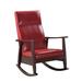 Hokku Designs Ayofemi Rocking Chair Faux Leather/Solid + Manufactured Wood/Wood/Upholstered in Brown/Red | 43 H x 38 W x 29 D in | Wayfair
