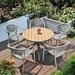 Bayou Breeze Alevia Round 6 - Person 39.37" Long Outdoor Dining Set Wood/Plastic/Wicker/Rattan in Brown | 39.37 W x 39.37 D in | Wayfair