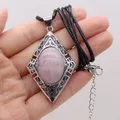 Pendentif en coquillage d'ormeau naturel alliage de losange rose quartz rose breloques Alanding