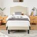 VECELO, Upholstered Platform Bed Frame with Nailhead Headboard- Twin/Full/Queen Size Bed-Beige