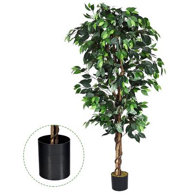 Costway 6 Ft Artificial Ficus Silk Tree Home Living Room Office Decor - See Details