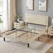 Nailhead Upholstered Platform Bed Frame with Adjustable Headboard，Twin/Full/Queen Size Beds, Beige