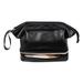 Cosmetic bag double cosmetic bag travel cosmetic bag leather cosmetic bag travel cosmetic bag - black