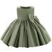 TUOBARR Dress for Toddler Girl Satin Embroidery Rhinestone Bowknot Birthday Party Gown Long Dresses Green