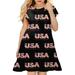 B91xZ 4th of July Dresses Toddler Kids Girl Fourth Of July Independent Day Star Stripes Prints Short Sleeves Party Princess Hot Pink 5-6 Years