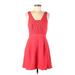 BCBGeneration Cocktail Dress - A-Line Square Sleeveless: Red Print Dresses - Women's Size 6