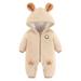 Verugu Cute Baby Boys Girls Snowsuit Jackets Winter Ears Hooded Footie Cotton Romper Jumpsuits New Born Baby Infant Winter Warm Thicken Coat Snow Outwear Jumpsuits Khaki 6-9 Months