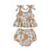 Newborn Baby Girl Casual Outfit Infant Girls Summer Sleeveless Ruffle Suits Daisy Print Vest Top+Short Pants Set 2pcs 3-24M