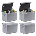 VENO 4 Pack Large Collapsible Storage Bin with Lid, Decorative Box, Cube, Organizer, Container for Home Office Shelf Closet Toys Clothes Sundries, Reusable and Sustainable (Gray - Set of 4)