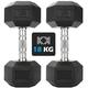 KK Hex Dumbbell Set. 4kg, 6kg, 8kg, 10kg,12kg,14kg. Dumbbell Weights for Weight Training. Cast Iron Chrome Dumbbells. Rubber Ends & Knurled Chrome Handles. At Home or Gym. For Sculpting & Training.