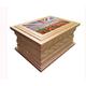 Family Farewells Wooden Oak Cremation urn ashes casket Union Jack and Poppies style personalised wooden oak adult human funeral ashes box