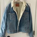 Levi's Jackets & Coats | Levis Sherpa Lined Jean Jacket Mens Large Medium Wash Blue Denim Trucker | Color: Blue | Size: L