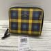 Coach Bags | Coach Small Double Zip Around Wallet Coin Id F76753 Khaki Plaid Yellow Blue | Color: Blue/Yellow | Size: Os