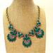 J. Crew Jewelry | J. Crew Statement Necklace Gold Tone W/ Green Jewels And Clear Rhinestones | Color: Gold/Green | Size: Os