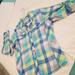 Columbia Tops | Columbia Plaid Shirt With Princess Seams And Tab Sleeves, Size Large | Color: Blue/Yellow | Size: Xl