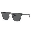 Ray-Ban RB3716 Clubmaster Metal Sunglasses Grey On Black Frame Dark Grey Lens 51 RB3716-9256B1-51
