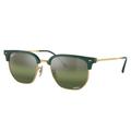 Ray-Ban RB4416 New Clubmaster Sunglasses Green On Arista Frame Polarized Green Mirror Lens 51 RB4416-6655G4-51