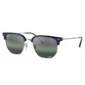 Ray-Ban RB4416 New Clubmaster Sunglasses Blue On Silver Frame Polarized Blue Mirror Lens 53 RB4416-6656G6-53