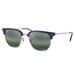 Ray-Ban RB4416 New Clubmaster Sunglasses Blue On Silver Frame Polarized Blue Mirror Lens 53 RB4416-6656G6-53