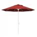 California Umbrella 9' Sun Master Series Patio Umbrella With Matted White Aluminum Pole Fiberglass Ribs Collar Tilt Crank Lift With Olefin Red Fabric - California Umbrella GSCUF908170-F13