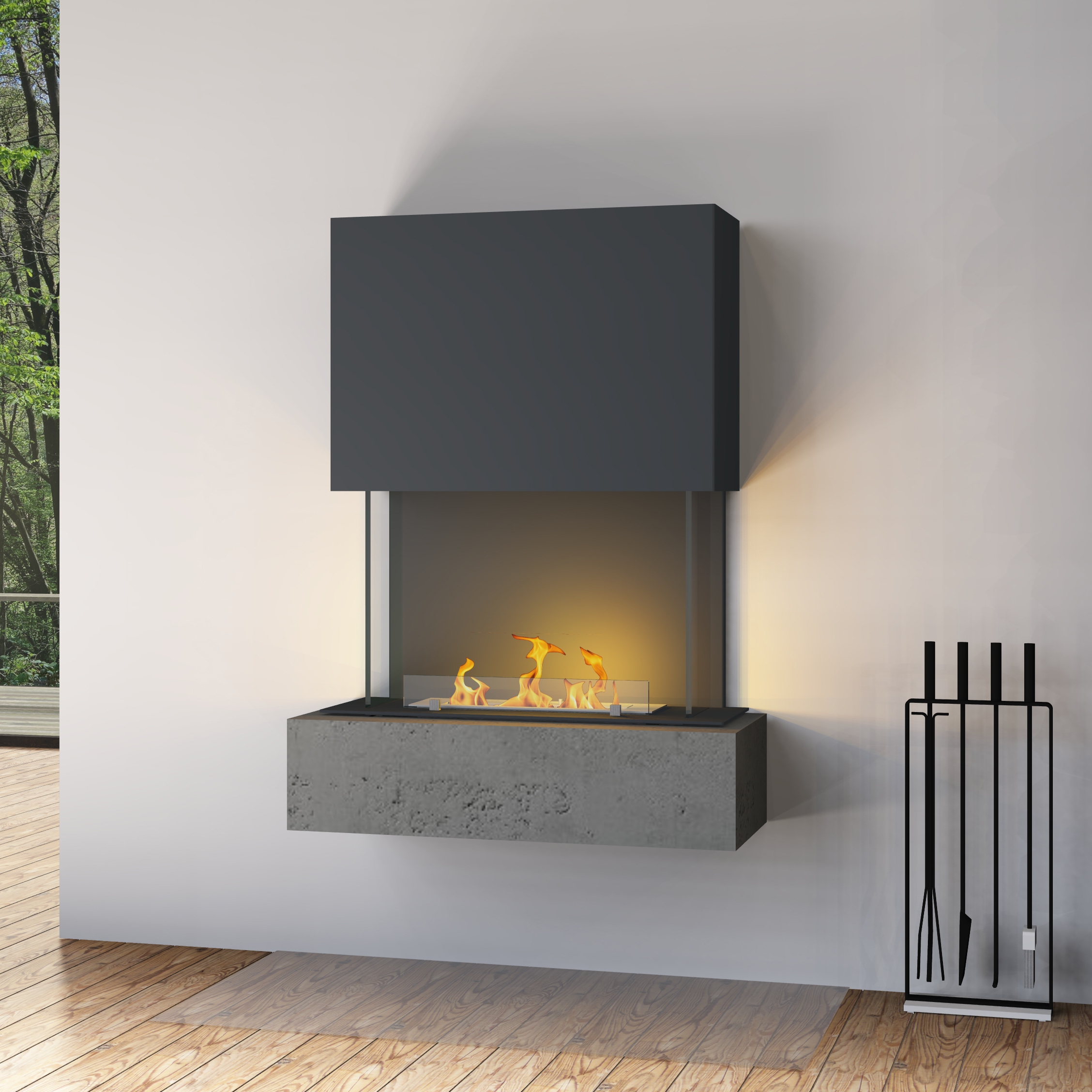 muenkel design Como [moderner Design Ethanolkamin]: Galaxy (Schiefer dunkelgrau) - schwarz-grau - safety burner 450 Image