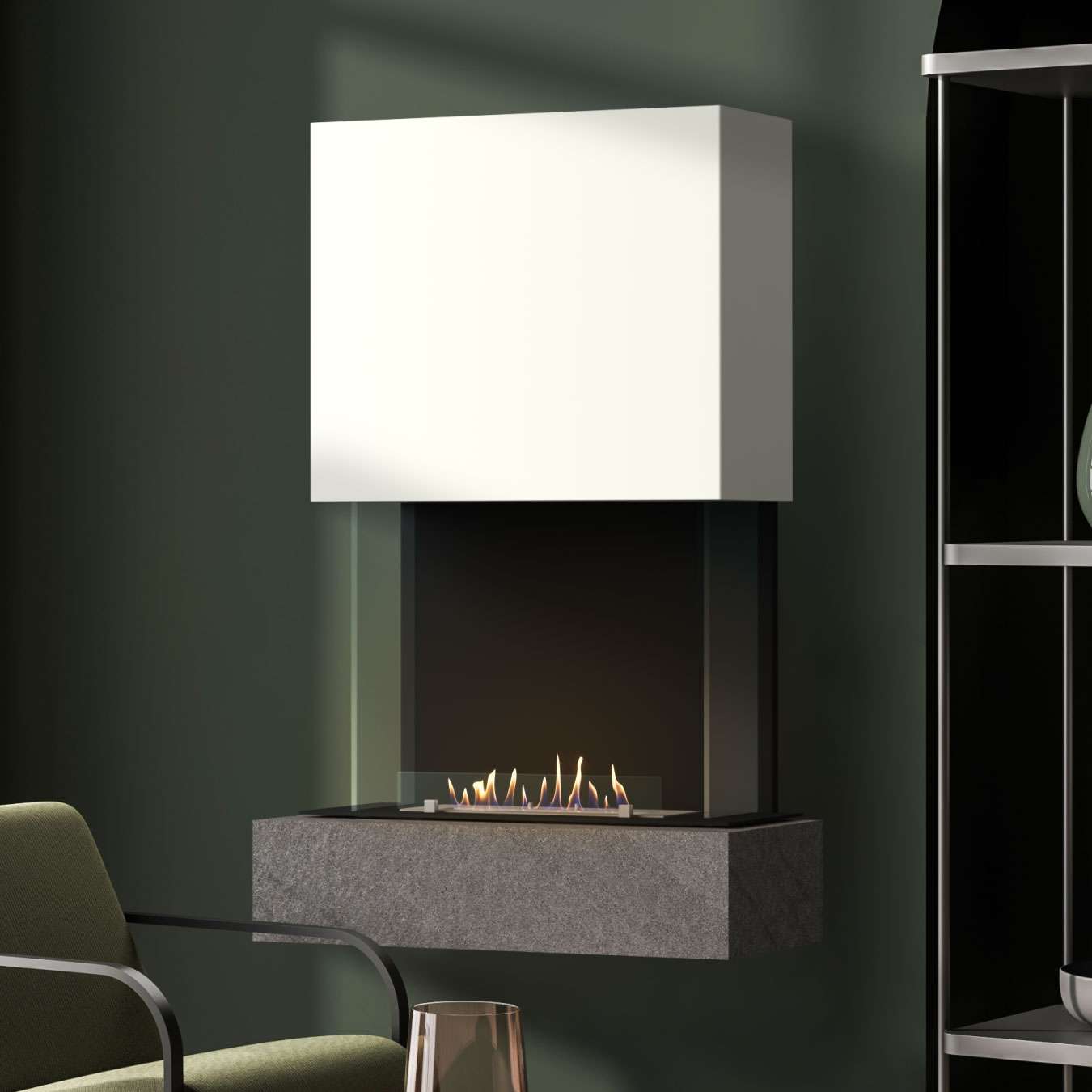 muenkel design Como [moderner Design Ethanolkamin]: Galaxy (Schiefer dunkelgrau) - Weiß - safety burner 450 Image