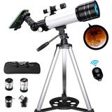 Telescope 70mm Aperture 400mm AZ Mount Telescope with Stand and Phone Adapter for Kids, Adults and Beginners